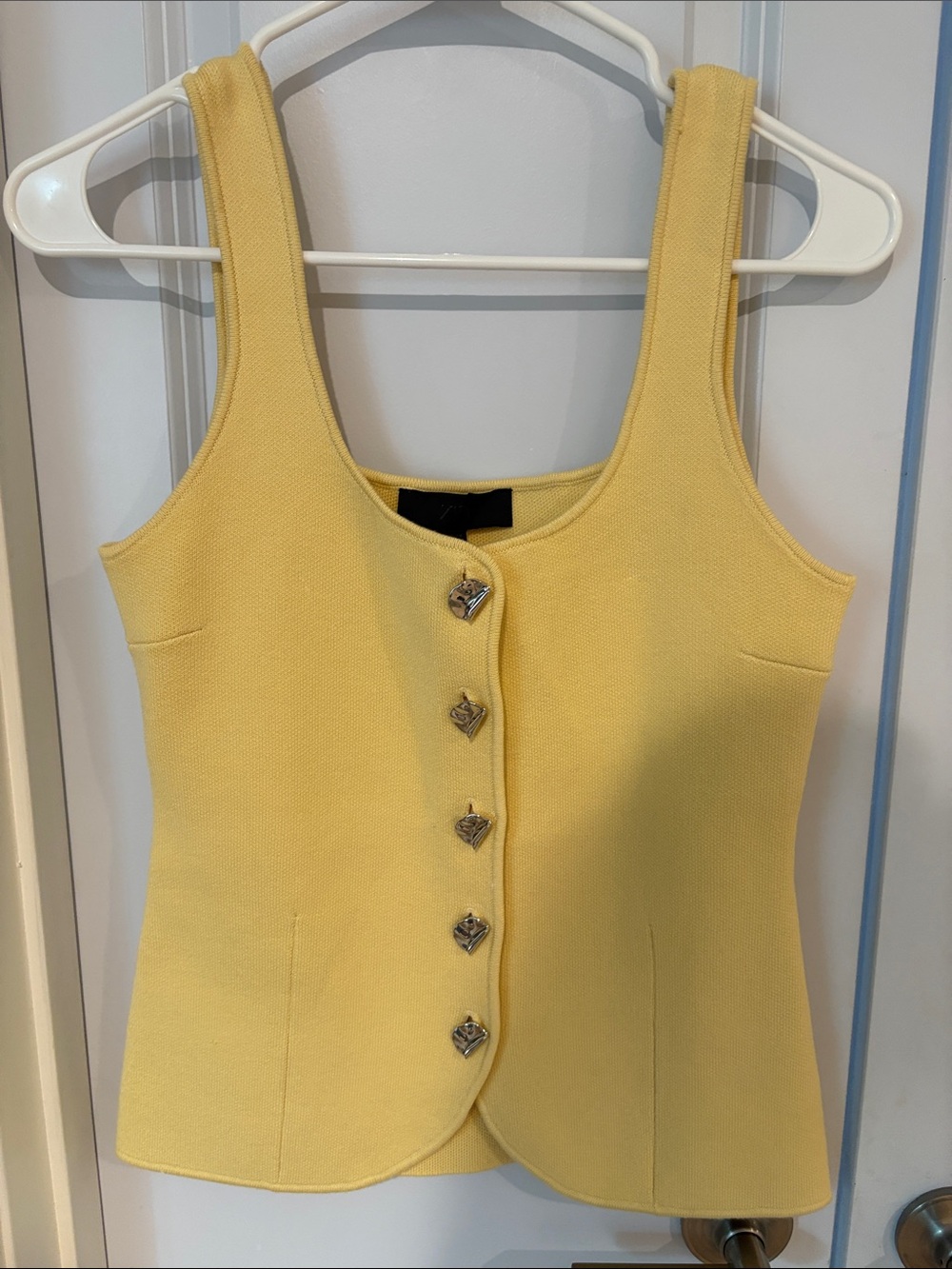 Zara Yellow Sleeveless Button-Front Knit Top